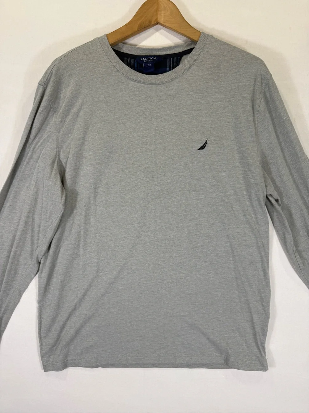 Nautica Light Gray Long Sleeve Crewneck Tee